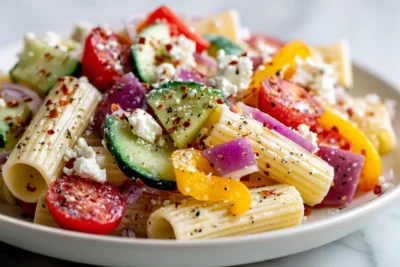 High Protein Greek Pasta Salad