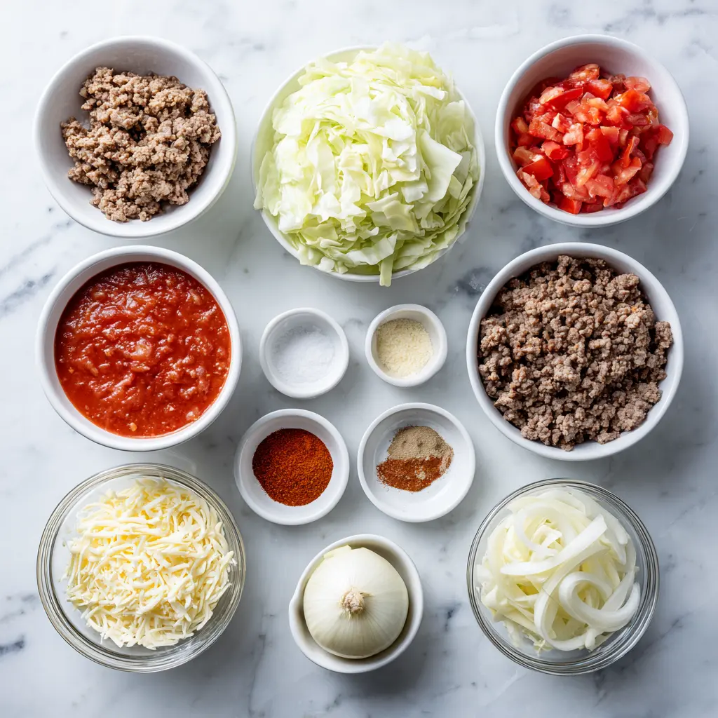 Low Carb Beef and Cabbage Casserole Ingredients