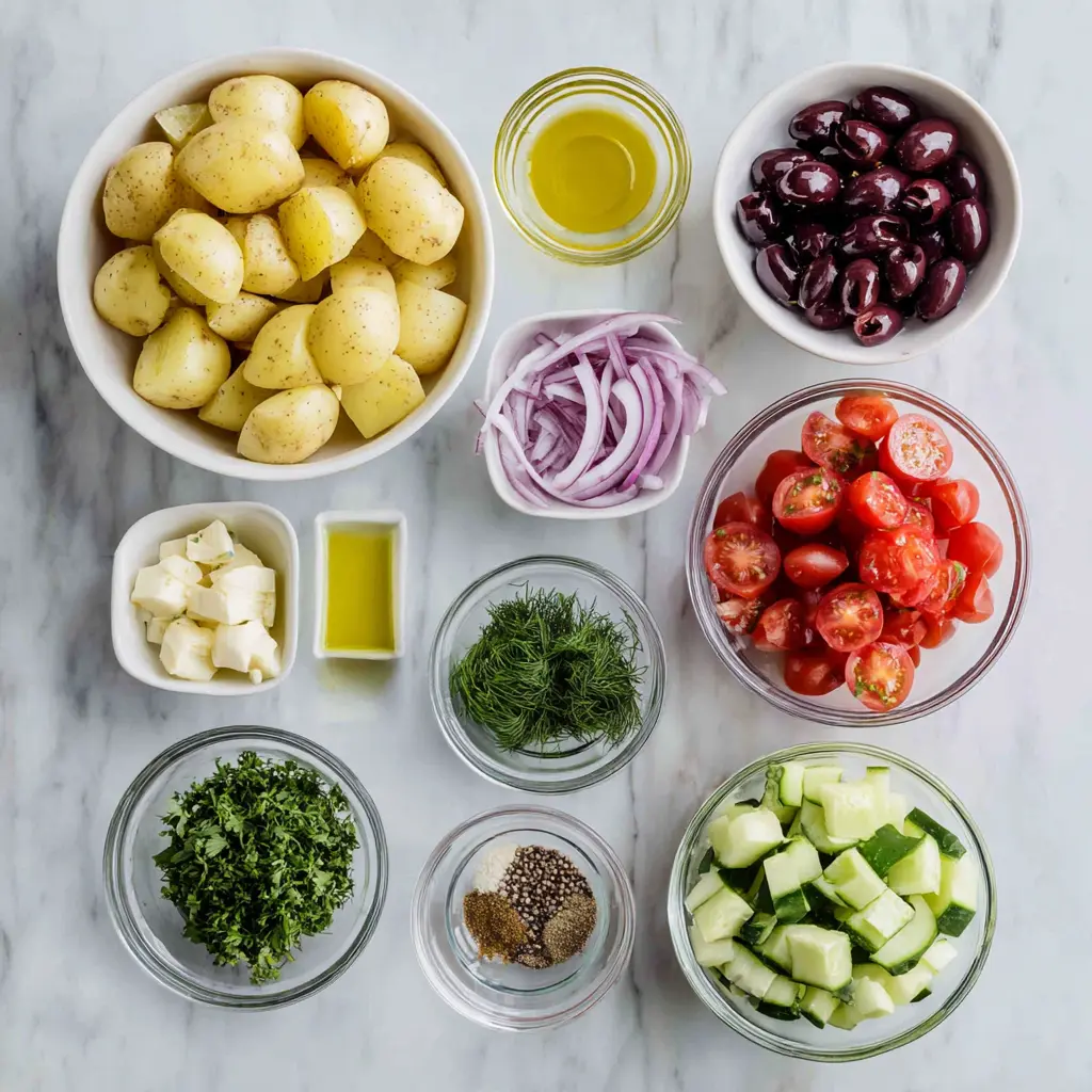 Mediterranean Potato Salad Ingredients