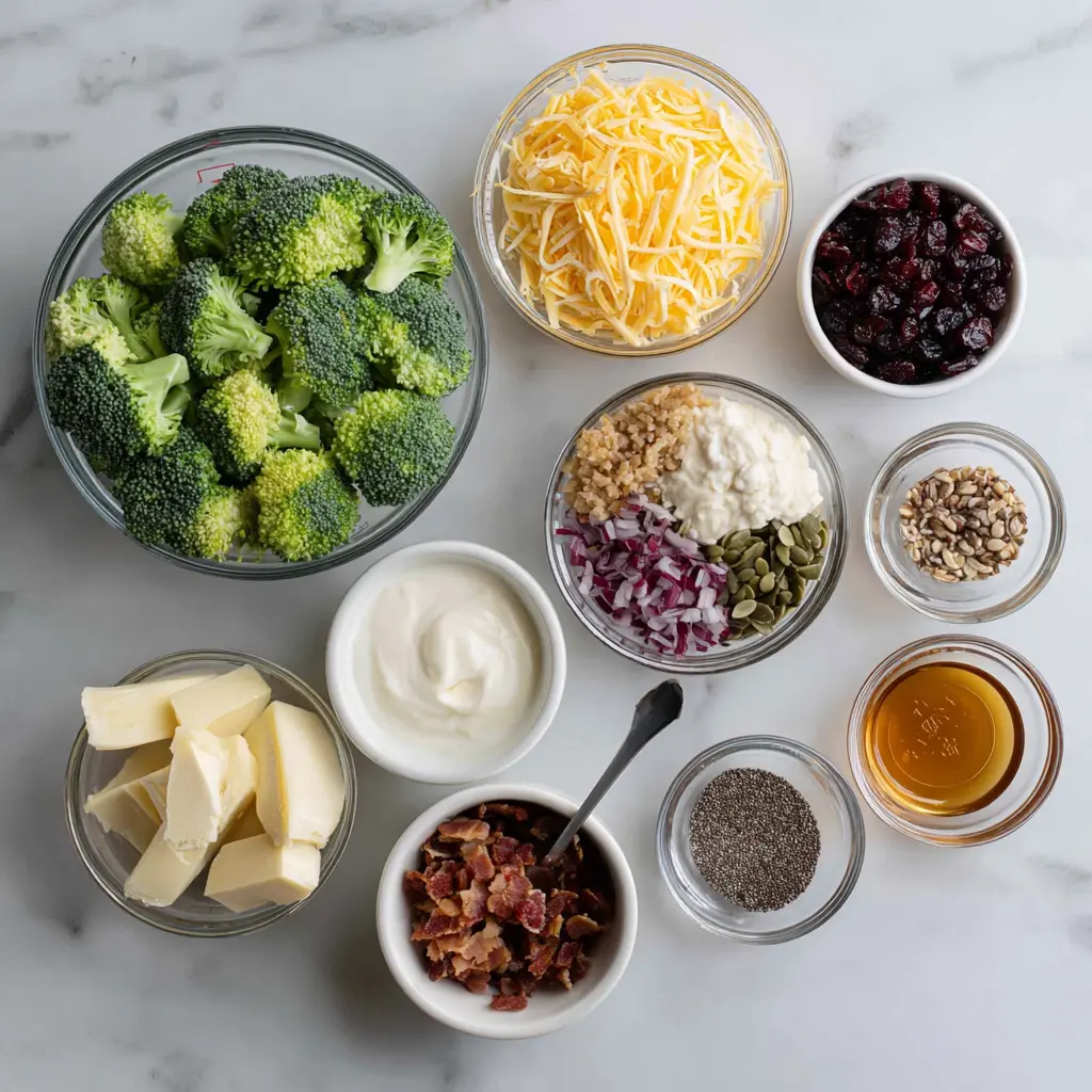 Simple Easter Broccoli Salad ingredients