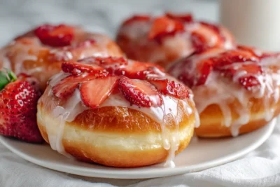 Strawberry Cheesecake Stuffed Donuts Recipe Card