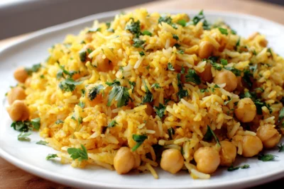 Turmeric Rice with Chickpeas Recipe Card