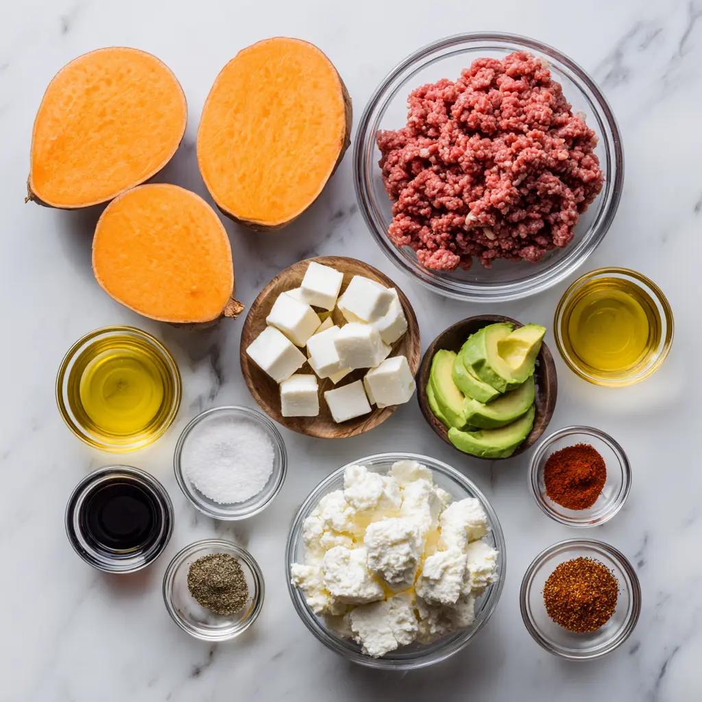 Viral Sweet Potato Ground Beef Cottage Cheese Bowl Ingredients