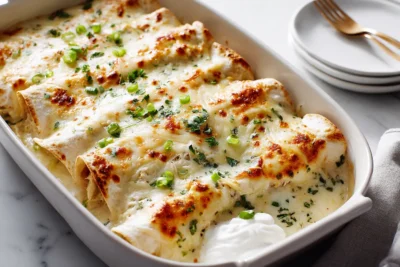 White Rotisserie Chicken Enchiladas