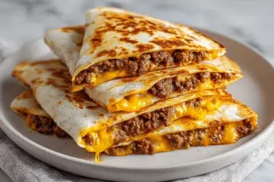 Cheesy Ground Beef Quesadillas