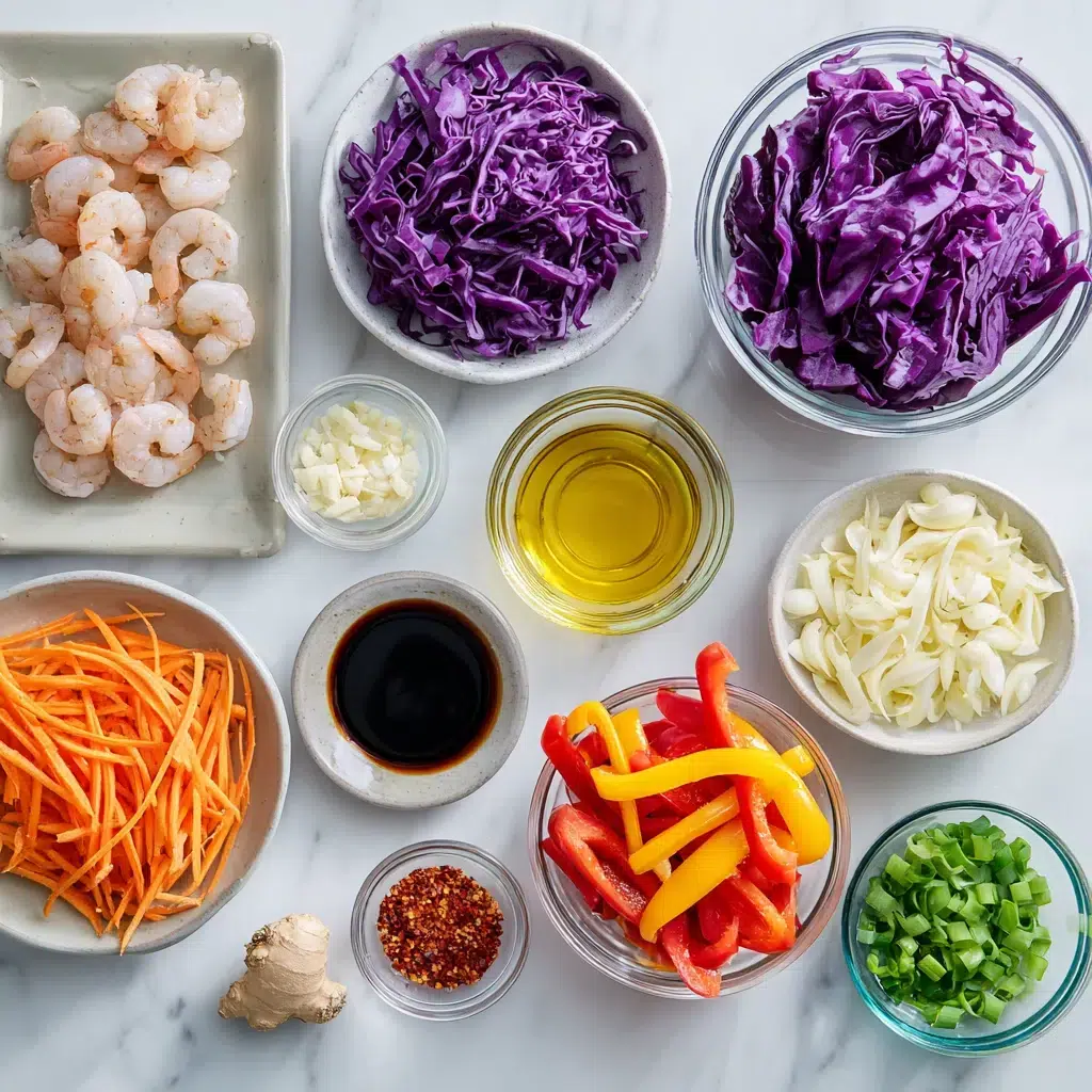 asian shrimp and cabbage stir fry ingredients 1