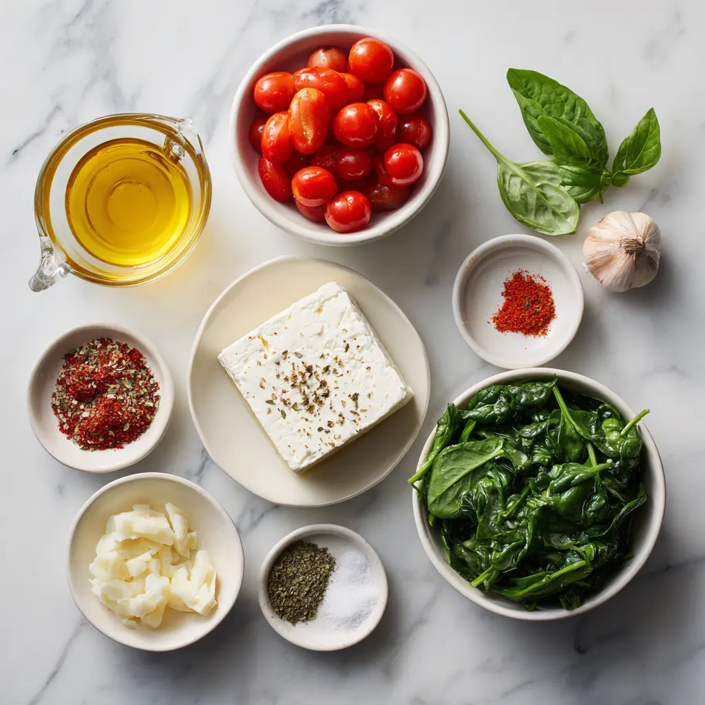 baked feta pasta ingredients