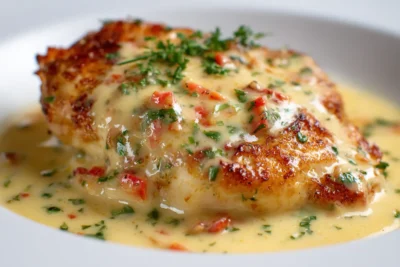 chicken with cheese sauce recipe card
