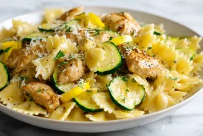 lemon chicken pasta recipe card