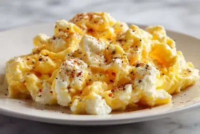 low carb high protein scrambled eggs with cottage cheese recipe card