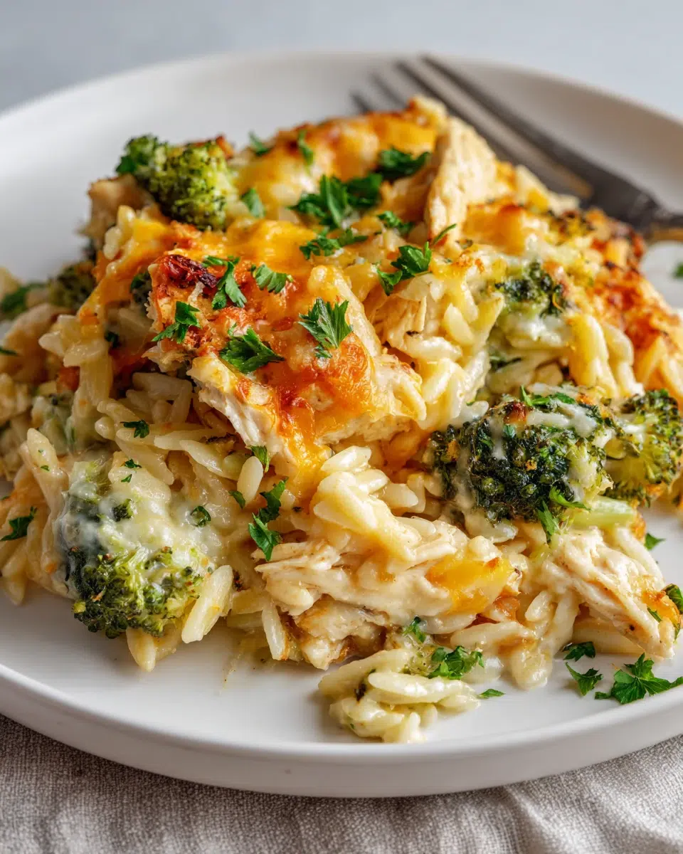 Cheesy Chicken Broccoli Orzo Bake – Easy Family Dinner