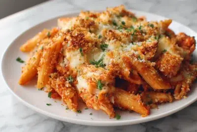 dump and bake chicken parmesan casserole recipe card