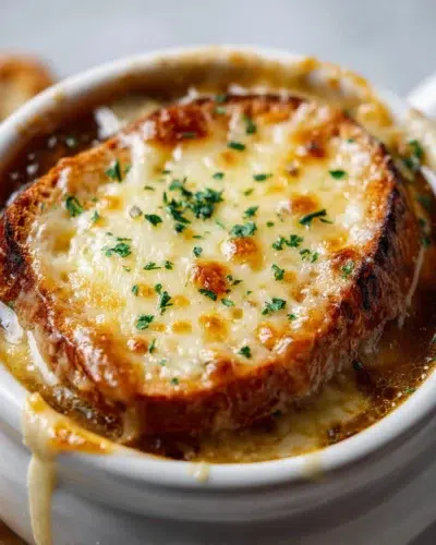 easy french onion soup recipe card