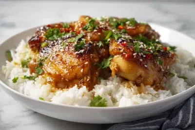 hawaiian chicken with coconut rice recipe card