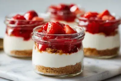 high protein cheesecake jars recipe card
