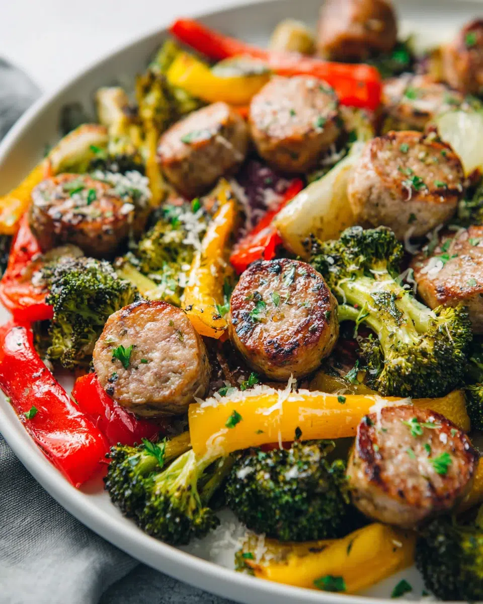Keto Sheet Pan Sausage with Vegetables (Meal Prep Dinner You’ll Make on Repeat)
