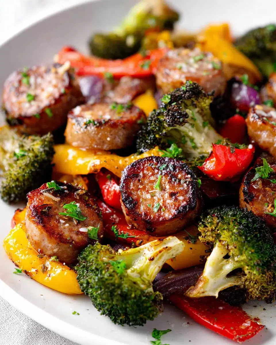 keto sheet pan sausage with vegetables pinterest 1