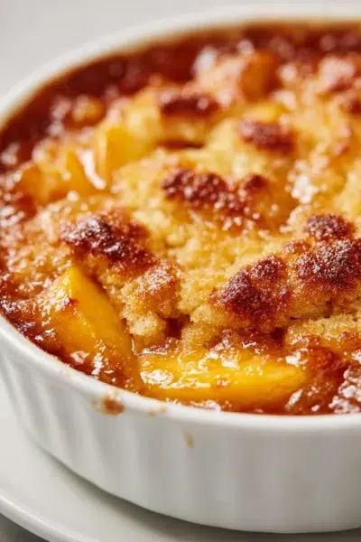 peach cobbler with canned peaches recipe card
