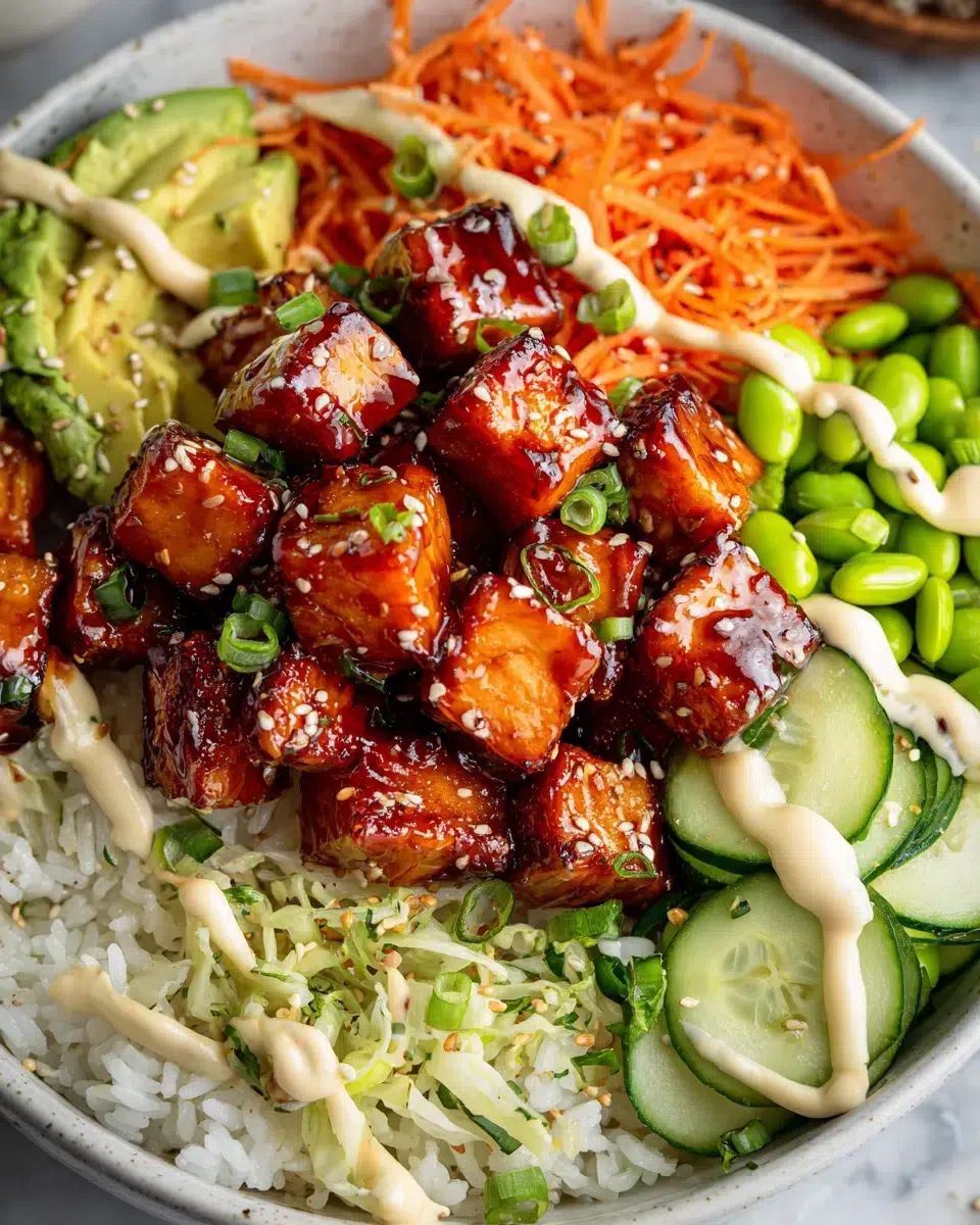 spicy salmon rice bowls ingredients 1