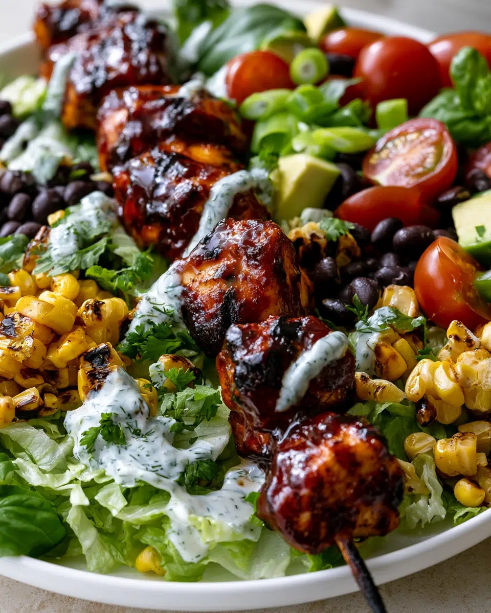 BBQ Chicken Skewer Salad (High-Protein Summer Dinner)