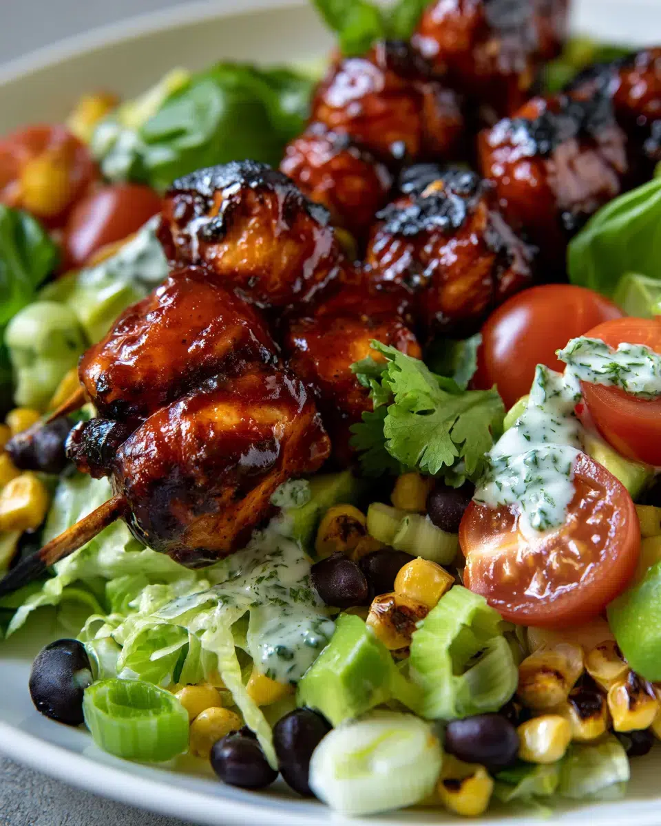 bbq chicken skewer salad pinterest 1