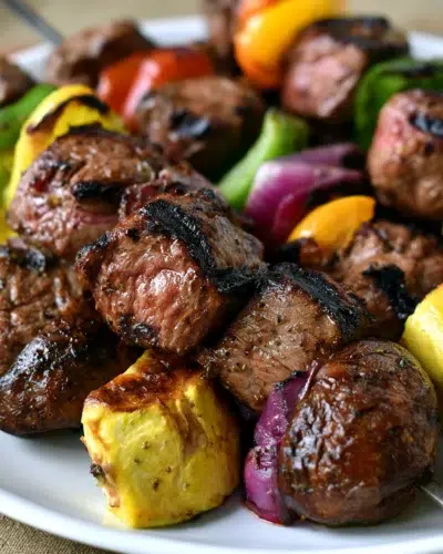 beef steak kabobs recipe card