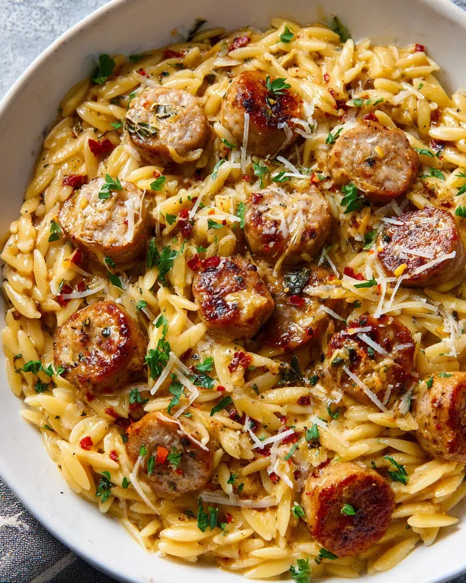 creamy chicken sausage orzo ingredients 1