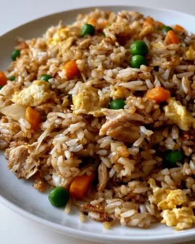 easy chicken fried rice recipe card