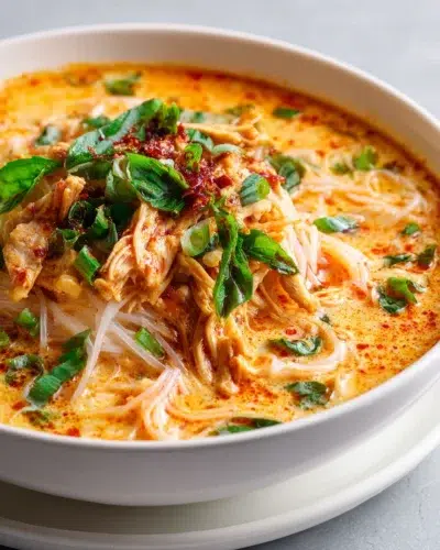 easy thai chicken curry soup recipe card