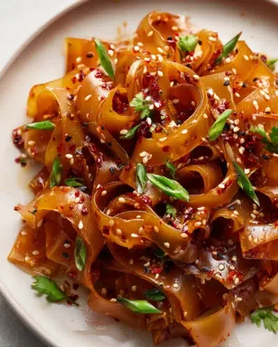 gochujang chili oil rice paper noodles recipe card
