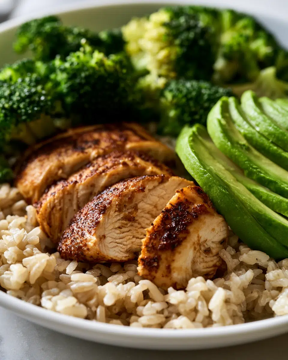 High Protein Chicken Rice Bowl with Avocado & Broccoli (A Weeknight + Gym-Meal Favorite)