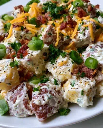 loaded baked potato salad recipe card
