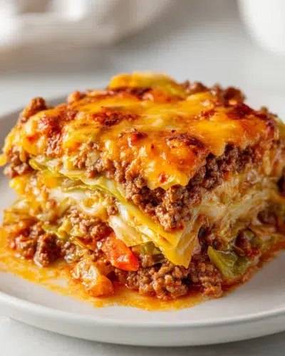 low carb unstuffed cabbage casserole recipe card