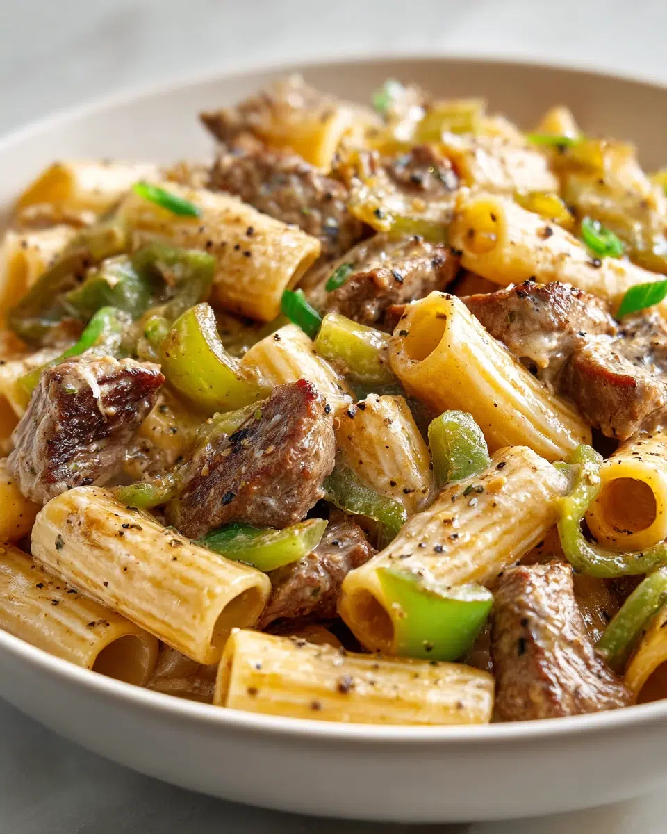 Philly Cheesesteak Pasta (Creamy Cheesy Dinner)