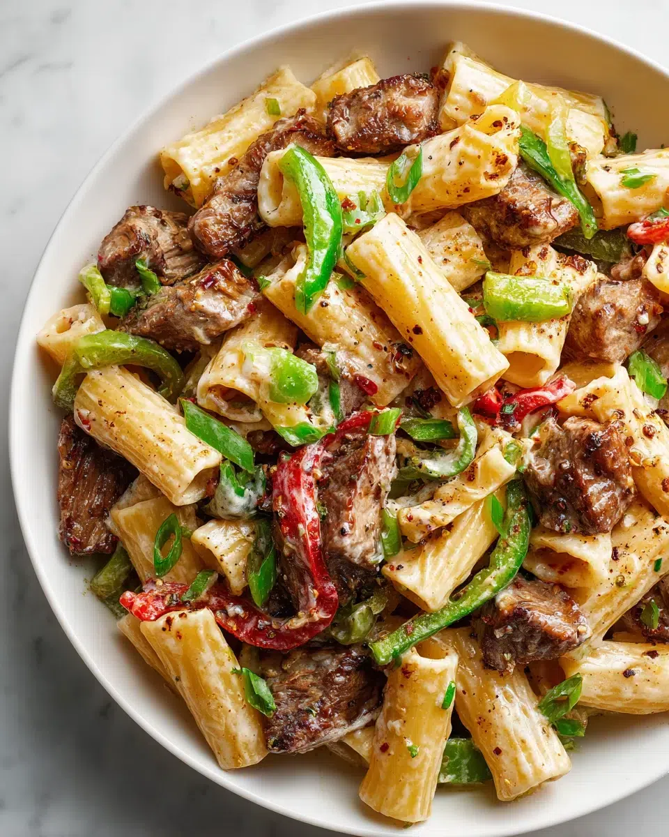 philly cheesesteak pasta ingredients 1