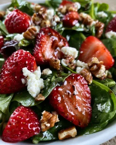 strawberry spinach salad recipe card
