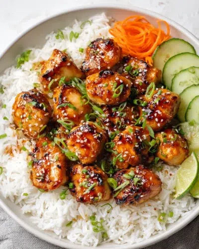 sweet and spicy thai chicken recipe card