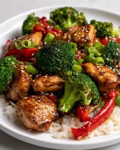 teriyaki chicken broccoli stir fry recipe card