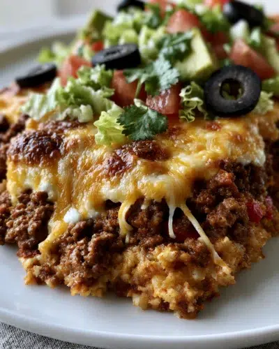 low carb taco casserole recipe card